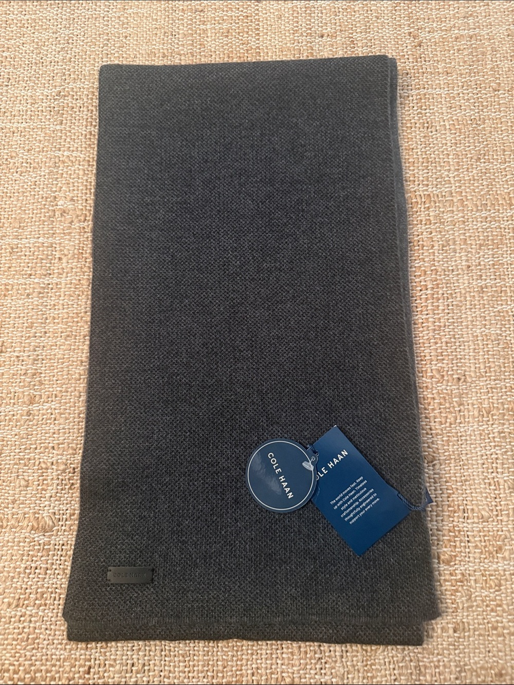 Cole Haan Men's Birdseye Scarf Gray Black Caviar NWT New